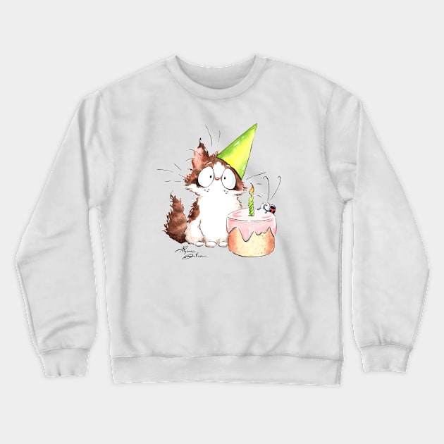 Birthday Cat Crewneck Sweatshirt by Alyona Shilina